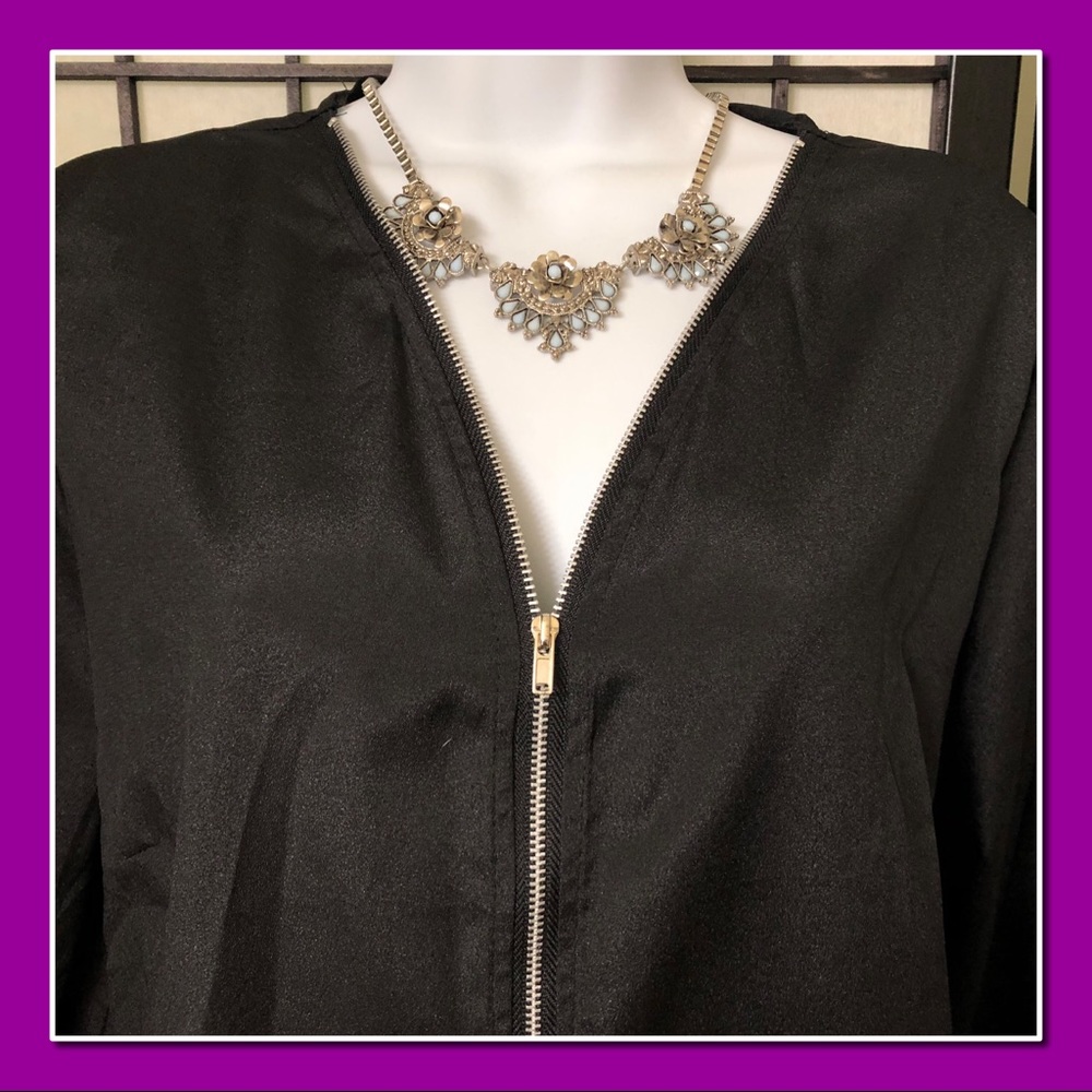 NWT Fun Silver Zippered Detail Blouse